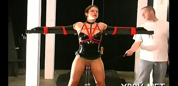  Tied up woman forced to endure severe sadomasochism xxx moments